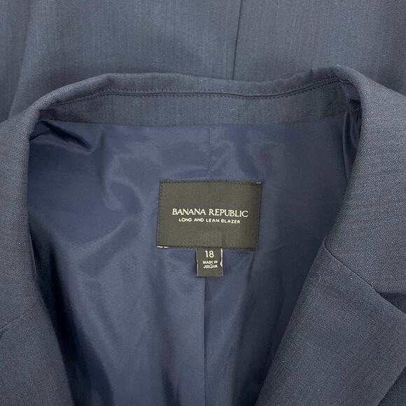 Banana Republic Long and Lean Washable Wool Blend Blazer Navy Blue Size 18 - Picture 9 of 9